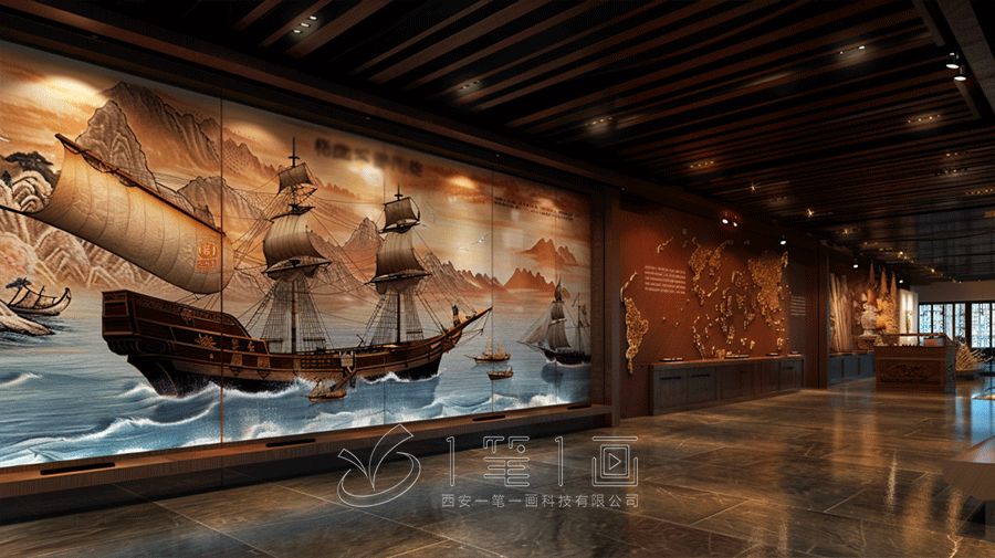 絲綢之路展廳，高科技一帶一路展廳設計效果圖